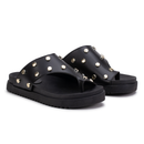 Sandalia Feminina Papete De Bolinha Rasteira Confortavel Flatform