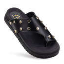 Sandalia Feminina Papete De Bolinha Rasteira Confortavel Flatform