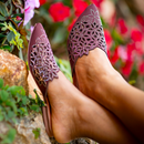 Mule Bico Fino Rasteirinha Feminina Hotfix Flor Sapato Aberto Elegante Tendência Moda Fashion Ref.08