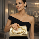 Bolsa Clutch Luxo Feminina Dourada Para Madrinha e Noiva