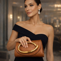 Bolsa Clutch Luxo Feminina Dourada Para Madrinha e Noiva