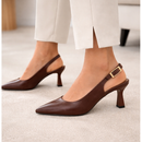 Scarpin Feminino Slingback Sapato Salto Fino Taça Fivela Confortável Elegante